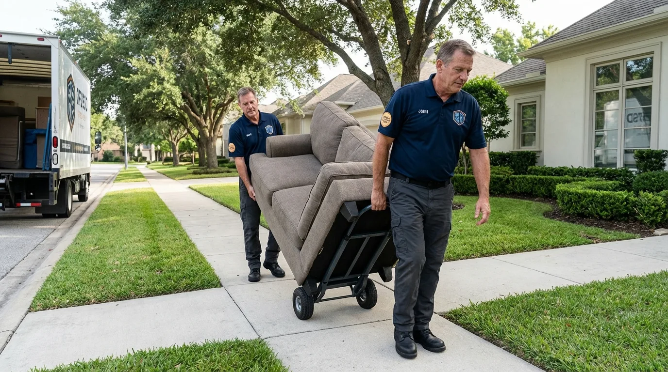 Local residential moving crew loading furniture in Kenosha, WI